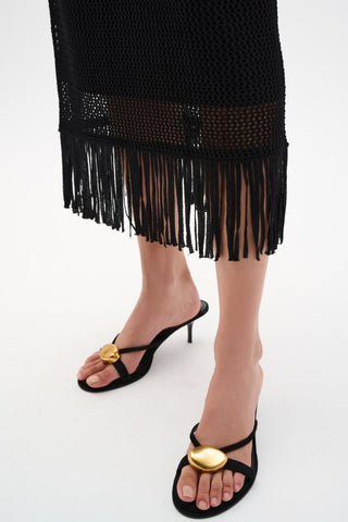 Viscose Sweater Knit Pull - On Skirt With Fringe Trim - Dresses Boutique B.V.