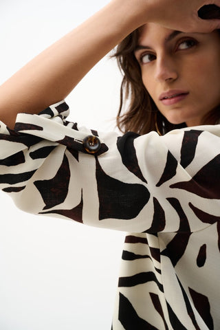 Woven Gauze Tropical Print Boxy Blazer - Dresses Boutique B.V.