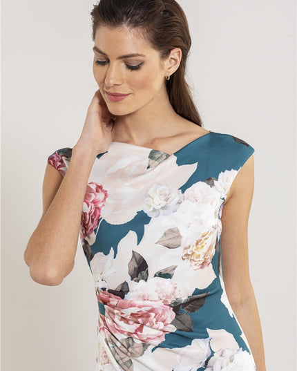 SWING - Cocktail jurk gedrapeerd met bloemenprint - Jurken -  - Dresses Boutique jurkenwinkel Sittard