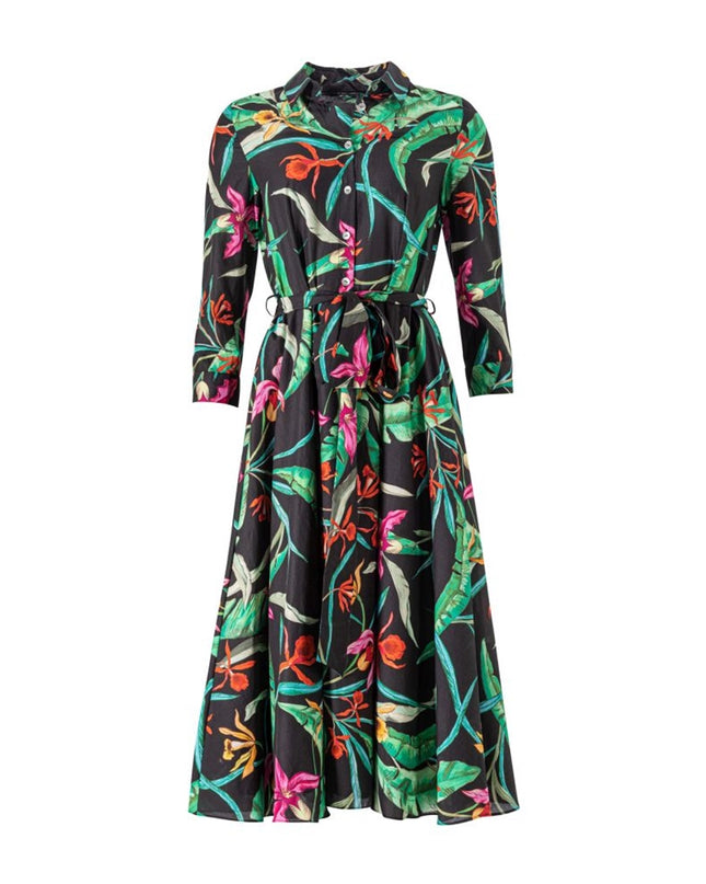 SWING - Cotton printed jungle dress Black - Jurken - 36 - Dresses Boutique jurkenwinkel Sittard