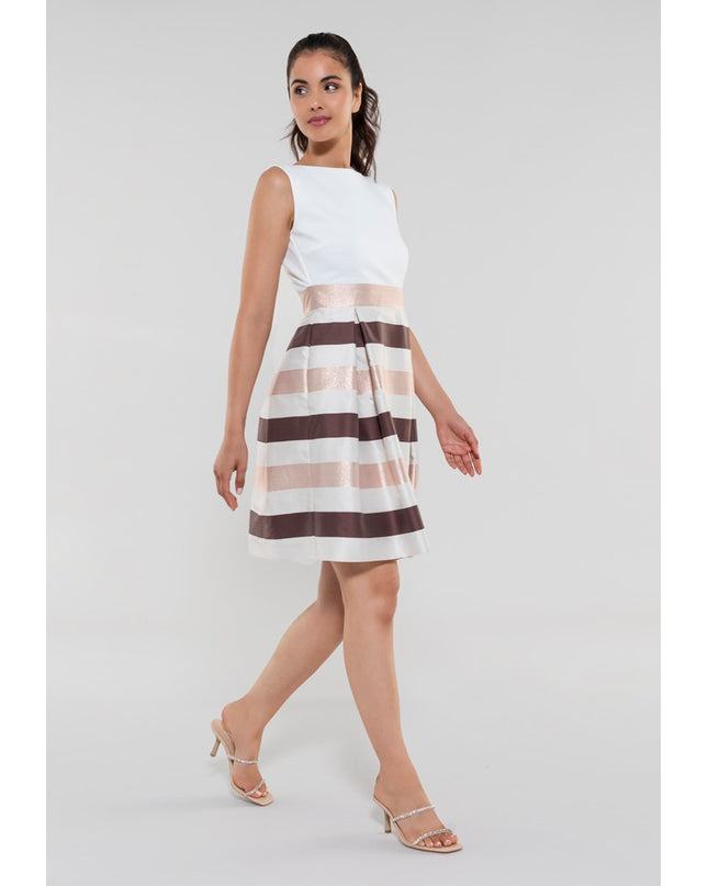 SWING - Emma stripes dress - Jurken - 34 / Earth brown - Dresses Boutique jurkenwinkel Sittard