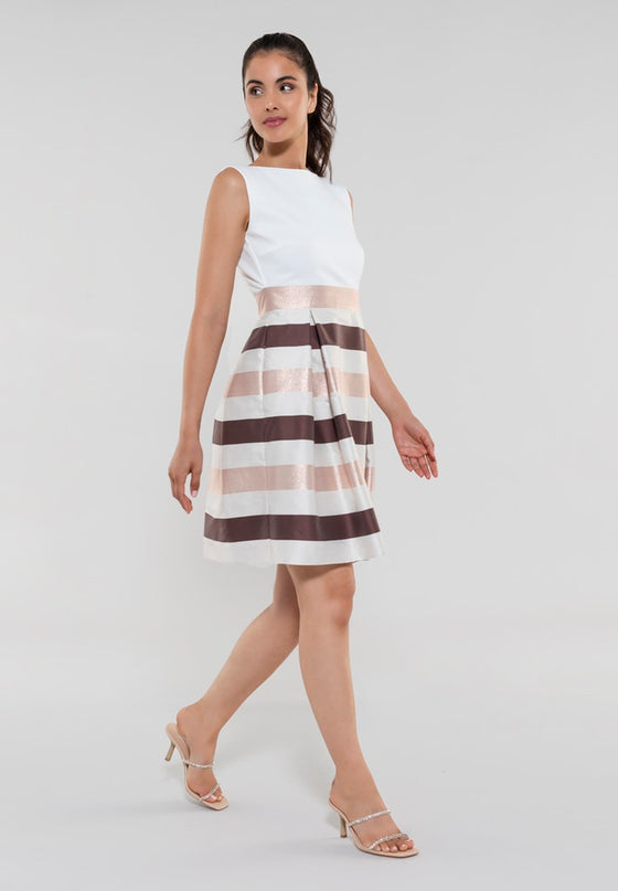 SWING - Emma stripes dress - Jurken - 34 / Earth brown - Dresses Boutique jurkenwinkel Sittard