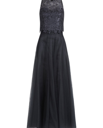 Vera Mont - Evening lace chiffon dress - Gala jurken - 42 / Darkgrey - Dresses Boutique jurkenwinkel Sittard