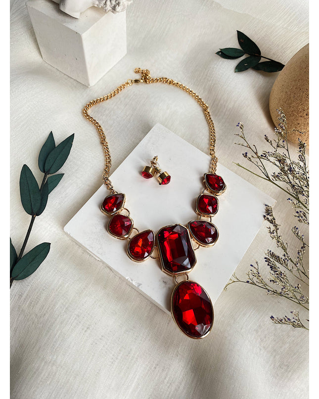 Dresses Boutique - Fancy necklace set - Accessoires - OneSize / Red - Dresses Boutique jurkenwinkel Sittard