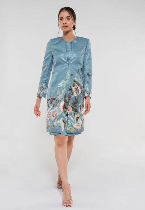 SWING - Flower blazer coat -  - 34 / Sea blue - Dresses Boutique jurkenwinkel Sittard
