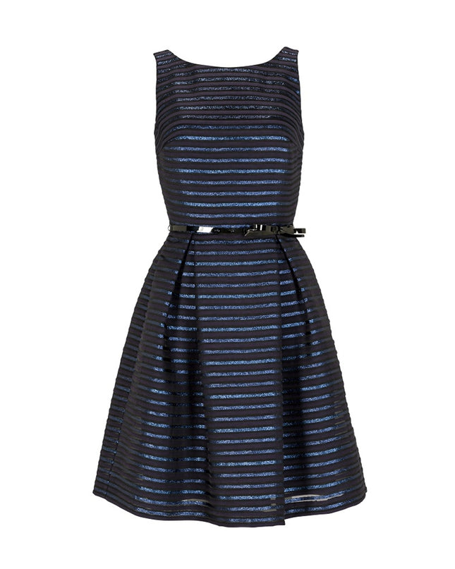 SWING - Lurex stripes dress Navy - Jurken - 40 - Dresses Boutique jurkenwinkel Sittard
