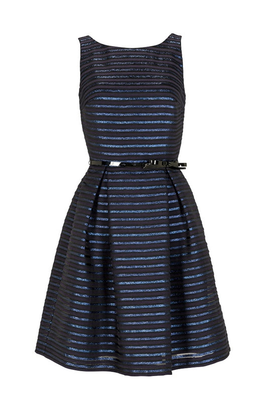 SWING - Lurex stripes dress Navy - Jurken - 40 - Dresses Boutique jurkenwinkel Sittard