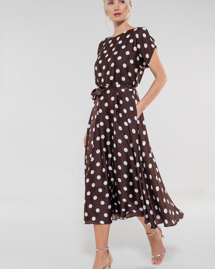 SWING - Marigold dot dress - Jurken - 34 / Earth brown - Dresses Boutique jurkenwinkel Sittard