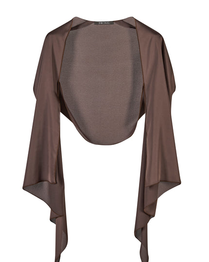SWING - Satijn chiffon stola - Blazers & Boleros - S / Earth brown - Dresses Boutique jurkenwinkel Sittard