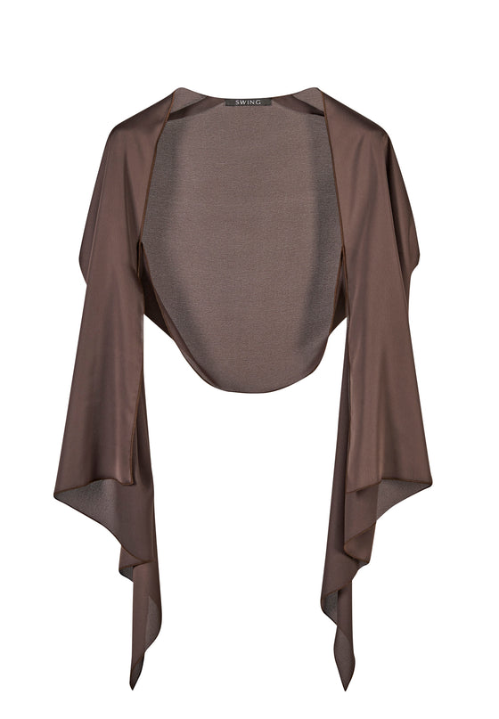 SWING - Satijn chiffon stola - Blazers & Boleros - S / Earth brown - Dresses Boutique jurkenwinkel Sittard