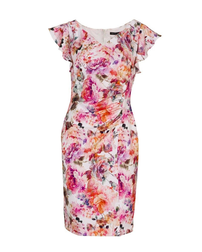 SWING - Jersey bloemenjurk curvy -  - 42 / Offwhite - Dresses Boutique jurkenwinkel Sittard