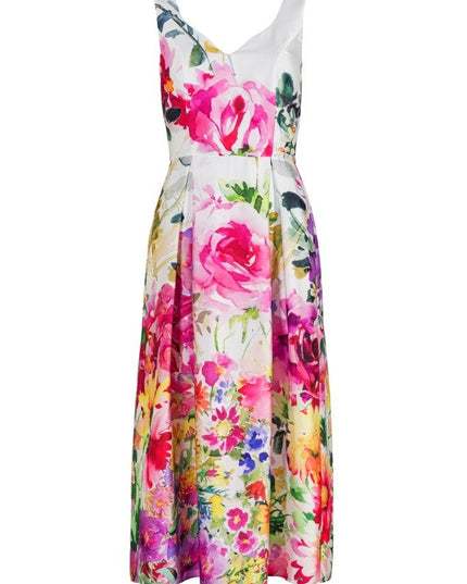 SWING - Midi bloemenjurk mouwloos -  - 34 / Offwhite - Dresses Boutique jurkenwinkel Sittard